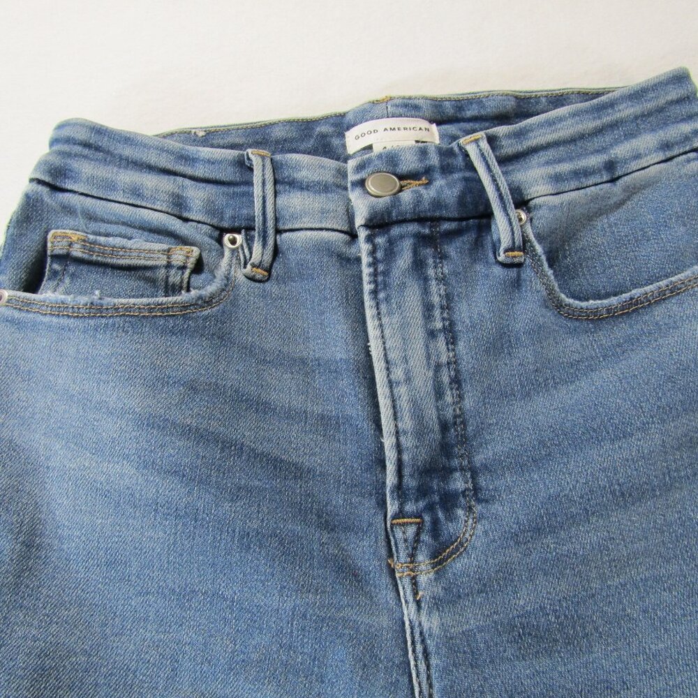 Good American Blue Good Curve Straight High Rise Jeans Women's Size 4 / 27 - Picture 4 of 11